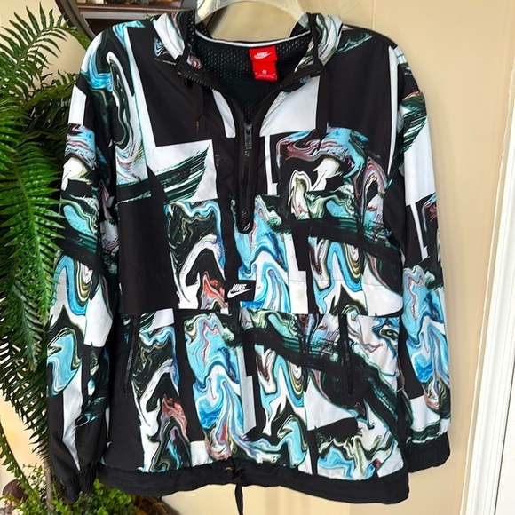 Retro Vintage Nike Hooded Pullover Windbreaker Jacket Graphic Print Quarter Zip - Picture 3 of 16